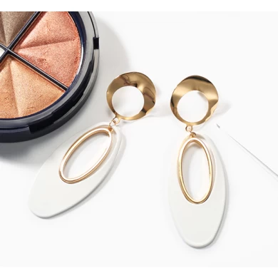 High Quality Gold Plating Zinc Alloy Elliptic Earrings for Woman
