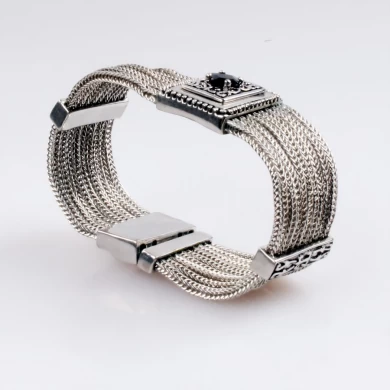 High quality women fashion silver bangle rhodium silver plated jewelry handmade jewelry wholesale Silver charm bracelet manufacturer china