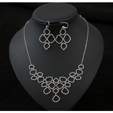 Hollow Design CZ Stone Jewelry set Wedding Necklace and Earring Set Manufacturer