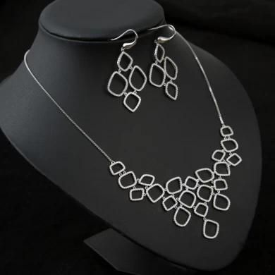 Hollow Design CZ Stone Jewelry set Wedding Necklace and Earring Set Manufacturer