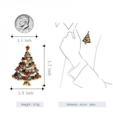Hot selling New Christmas Tree Brooch Decoration Large Crystals Pin Brooch for Christmas Gifts