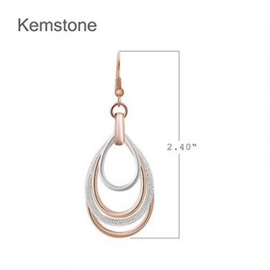 Kemstone Elegant Rose Gold/Silver Two Tone Multilayer Dangle Earrings Accessory for Woman
