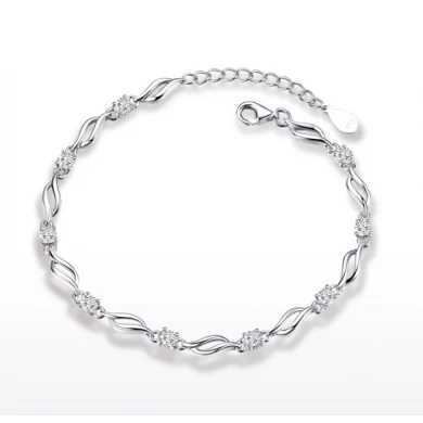 Korean Style Sterling Silver Diamonds Bracelet Bangle Manufacturer in China