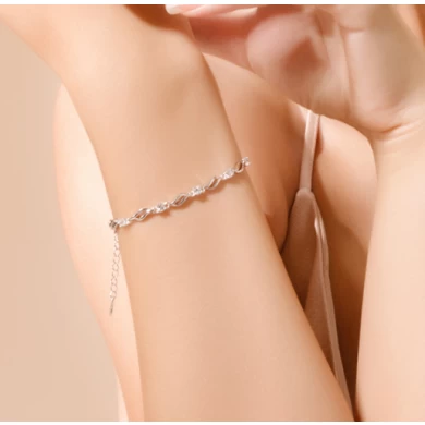 Korean Style Sterling Silver Diamonds Bracelet Bangle Manufacturer in China