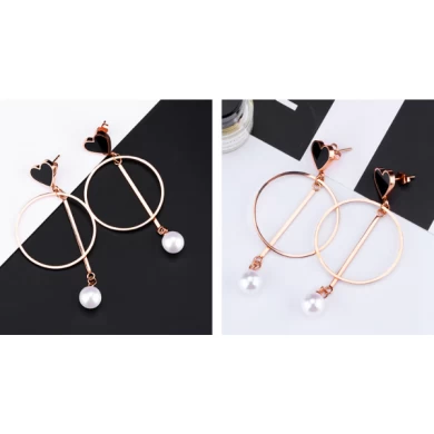 Latest Fashion Jewelry Designs Stainless Steel Pearl Hoop Earring Manufacturer in China