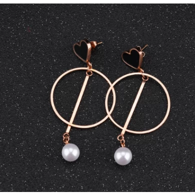 Latest Fashion Jewelry Designs Stainless Steel Pearl Hoop Earring Manufacturer in China