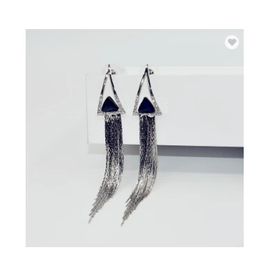 Long Charming Earring for Womens /Girls Vintage Triangle Tassel Stud Earrings Faux Suede Fabri Dangling Hangings Earrings