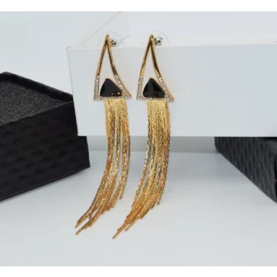 Long Charming Earring for Womens /Girls Vintage Triangle Tassel Stud Earrings Faux Suede Fabri Dangling Hangings Earrings