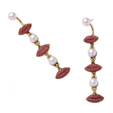 Long Pendant Designs Pearl Pink Lip shaped Pearl Earrings manufacturer China