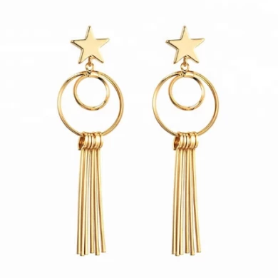 Low MOQ Fashion Alloy Long Tassel Drop Earrings Wholesale