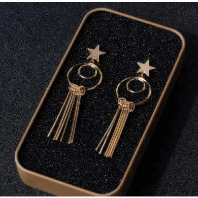 Low MOQ Fashion Alloy Long Tassel Drop Earrings Wholesale
