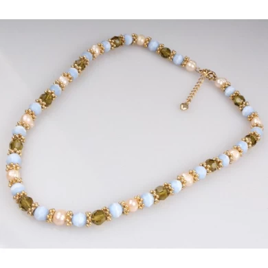 Mixed Color Pearl Necklace Round Pearl Beads Women Necklace Meilanxuan Jewerly