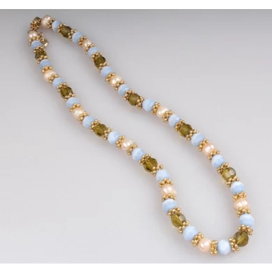 Mixed Color Pearl Necklace Round Pearl Beads Women Necklace Meilanxuan Jewerly