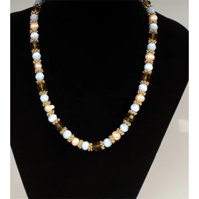 Mixed Color Pearl Necklace Round Pearl Beads Women Necklace Meilanxuan Jewerly