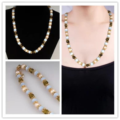 Mixed Color Pearl Necklace Round Pearl Beads Women Necklace Meilanxuan Jewerly