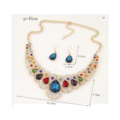 Necklaces Designs 2018 Rhinestone Flower Shape Choker Statement Necklace with Multi Color for Girls