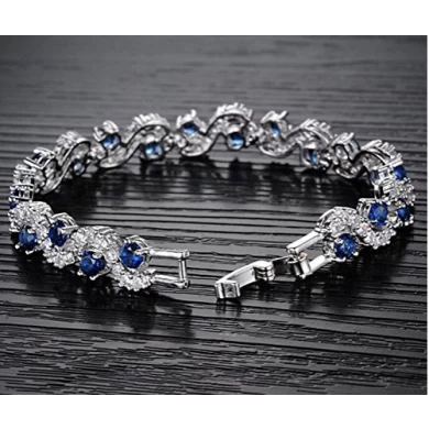 New Arrive Blue Tennis Bracelet Women Cubic Zirconia Jewelry Bridal Crystal Bangle For Mom And Daughter