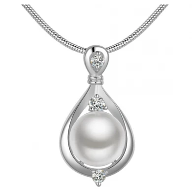 New Design Pearl Necklace Simple Water-Drop Rhinestone Single Pearl Natural Pearl Necklace Wholesale