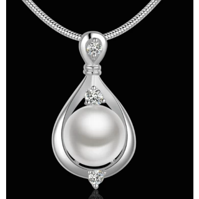 New Design Pearl Necklace Simple Water-Drop Rhinestone Single Pearl Natural Pearl Necklace Wholesale