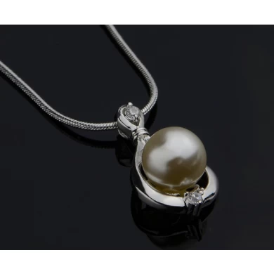 New Design Pearl Necklace Simple Water-Drop Rhinestone Single Pearl Natural Pearl Necklace Wholesale