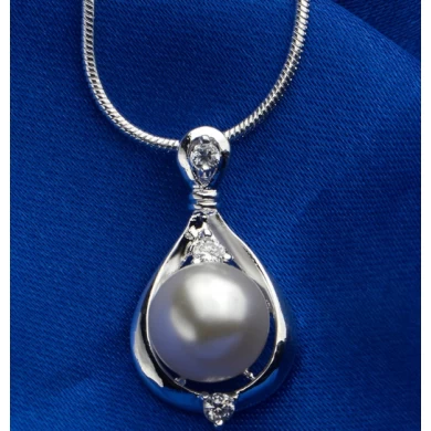 New Design Pearl Necklace Simple Water-Drop Rhinestone Single Pearl Natural Pearl Necklace Wholesale