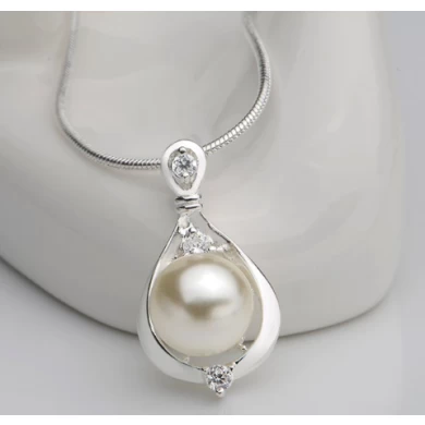 New Design Pearl Necklace Simple Water-Drop Rhinestone Single Pearl Natural Pearl Necklace Wholesale