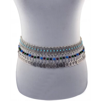 New Fashion Belly Chain Coin Tassel Silver Plated Waist Dance Body Chain Jewelry