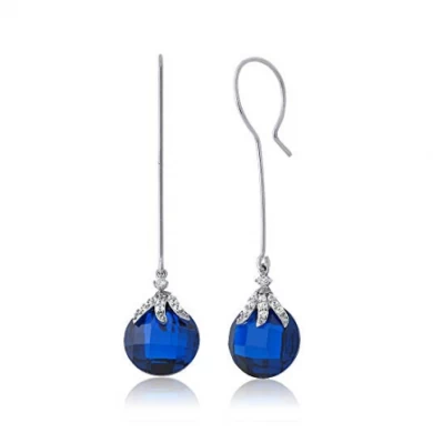 New Style Blue Sapphire 925 Sterling Silver Dangle Earrings For Women