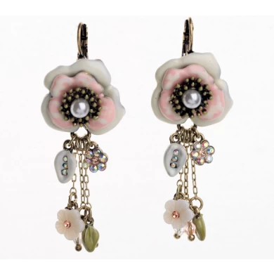 New Styles Ceramic Flower Antique Triangle Drop Earrings for Women Perfect Valentine's Day Gifts