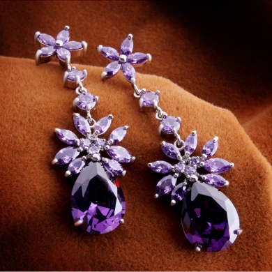 New design fashion women's zircon long post stud earrings in South America