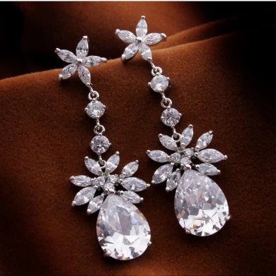 New design fashion women's zircon long post stud earrings in South America
