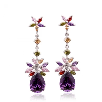 New design fashion women's zircon long post stud earrings in South America