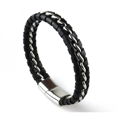 OEM Manufacturer fashion handmade genuine leather or pu leather bracelet for men