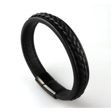 OEM Manufacturer fashion handmade genuine leather or pu leather bracelet for men