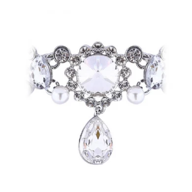 Pearl Jewelry Chain, Flower Women Choker Necklace Accessory, Rhinestone Pendant Chain as Gift