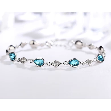 Professional Factory Blue Artificial Crystal S925 Beads Bracelet Bangle for Woman