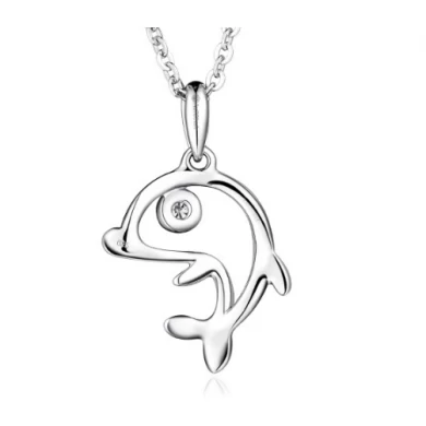 Professional Manufacturer 18K Gold Necklace Diamonds Dolphin Pendant for Woman