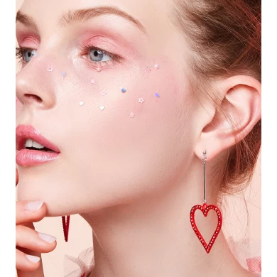 Red Heart Shape Zinc Alloy 925 Sterling Silver Earrings Manufacturer in China