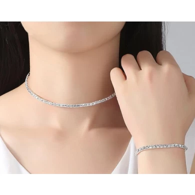 Silver Color Circle Crystal Bridal Jewelry Sets African Beads Rhinestone Wedding Necklace Earrings Bracelet Sets