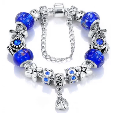Silver Plated Brass Heart Bead Pearl Charm Bracelet for Women Original DIY Beads China Jewelry Factory
