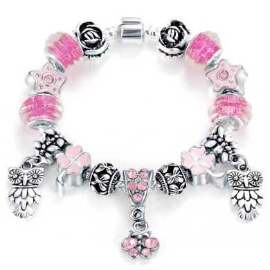 Silver Plated Brass Heart Bead Pearl Charm Bracelet for Women Original DIY Beads China Jewelry Factory