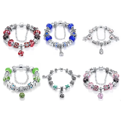 Silver Plated Brass Heart Bead Pearl Charm Bracelet for Women Original DIY Beads China Jewelry Factory