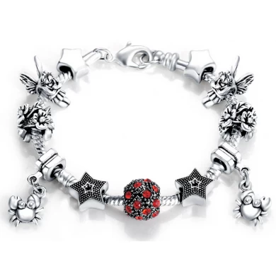 Silver Plated Brass Heart Bead Pearl Charm Bracelet for Women Original DIY Beads China Jewelry Factory
