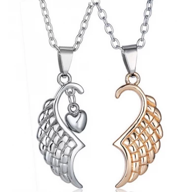 Simple Gold Silver Angel Wings Jewelry Imitation Stainless Steel Alloy Lover Gifts Couple Choker Necklace Manufacturer