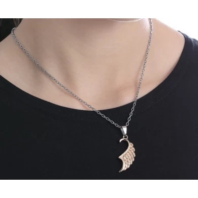 Simple Gold Silver Angel Wings Jewelry Imitation Stainless Steel Alloy Lover Gifts Couple Choker Necklace Manufacturer