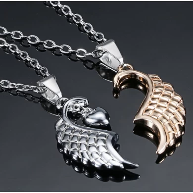 Simple Gold Silver Angel Wings Jewelry Imitation Stainless Steel Alloy Lover Gifts Couple Choker Necklace Manufacturer
