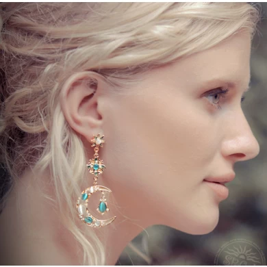 Special Retro European Style Zinc Alloy Artificial Gemstone Earrings Manufacturer in China