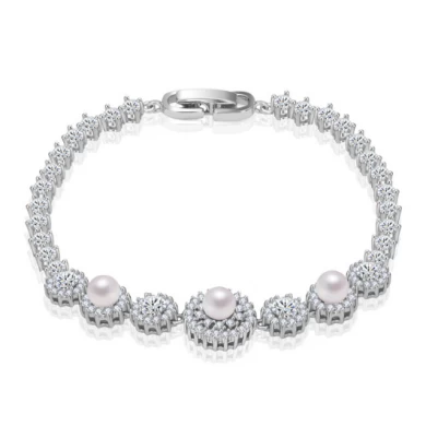 Wholesale Hot Fashion Korean Exquisite Elegant Women Bridal White Pearl Wedding Bracelet