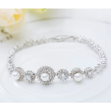 Wholesale Hot Fashion Korean Exquisite Elegant Women Bridal White Pearl Wedding Bracelet