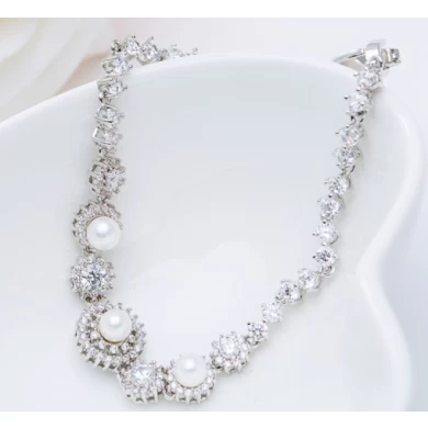 Wholesale Hot Fashion Korean Exquisite Elegant Women Bridal White Pearl Wedding Bracelet